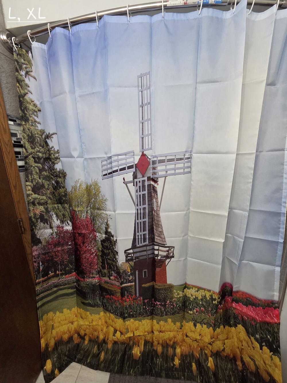 Tulip Field Windmill Water Resistant Fabri. Shower Curtain